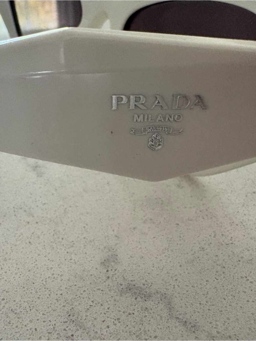 Prada White Cat Eye Sunglasses with Dark Lenses - Picture 4 of 7